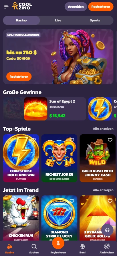 Coolzino Casino App in Deutschland: Mobile spielen, einzahlen und auszahlen visual