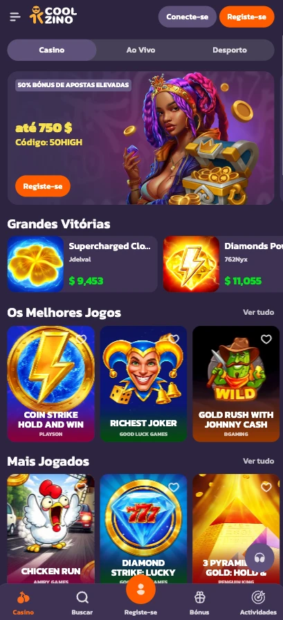 Coolzino Casino App em Portugal visual