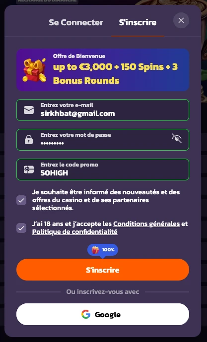 Inscription Coolzino Casino en France visual