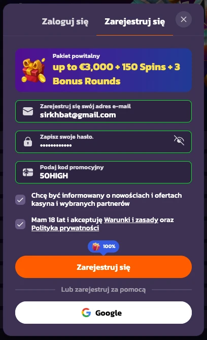 Rejestracja w Coolzino Casino w Polsce – jak założyć konto krok po kroku visual